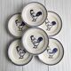 Set of 6 hand painted plates with rooster motif