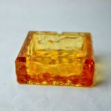 Orange ice cube ashtray by Antonio Imperatore, murano glass, Italy, 1970
