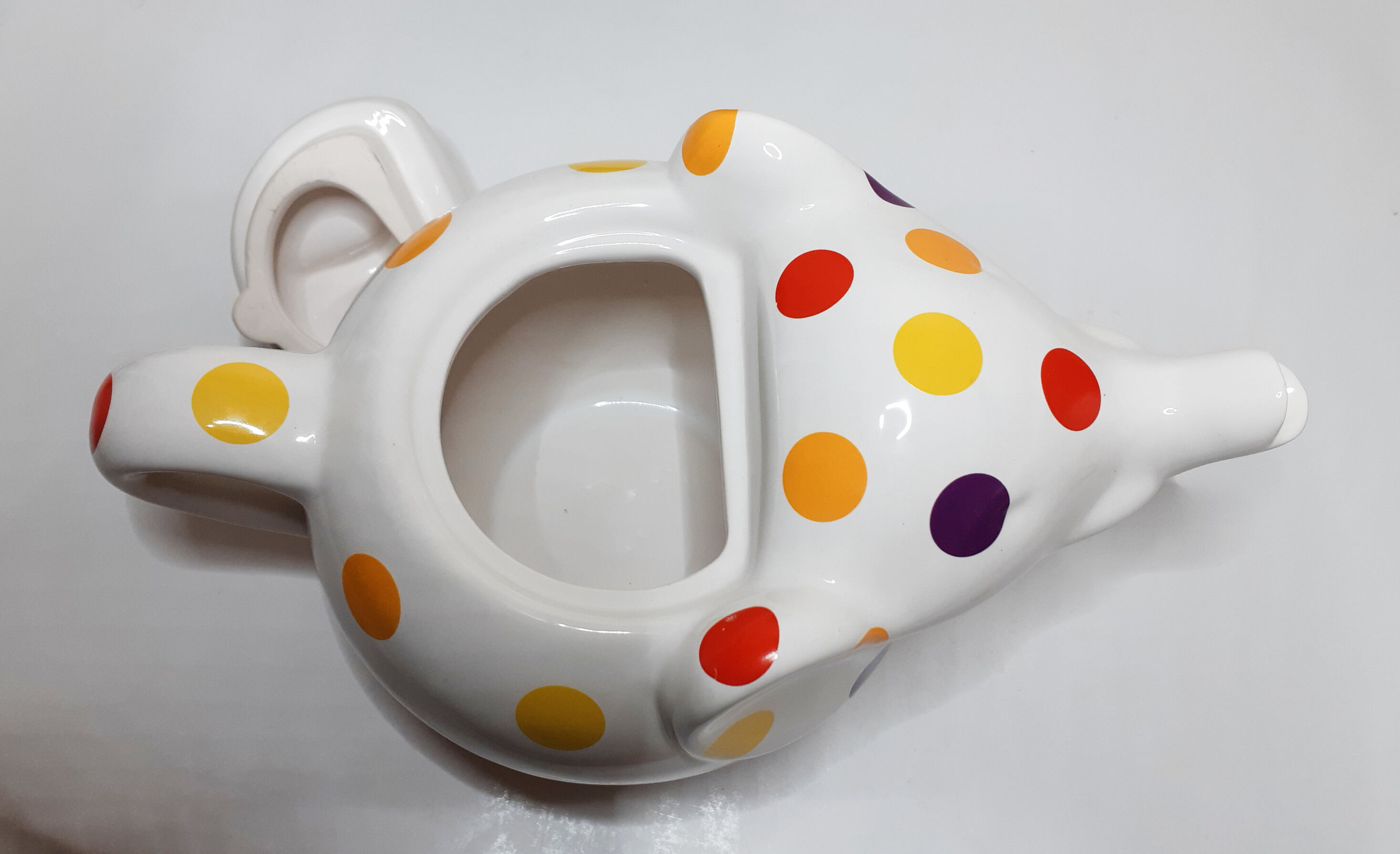 White polka dot Elephant teapot, vintage French