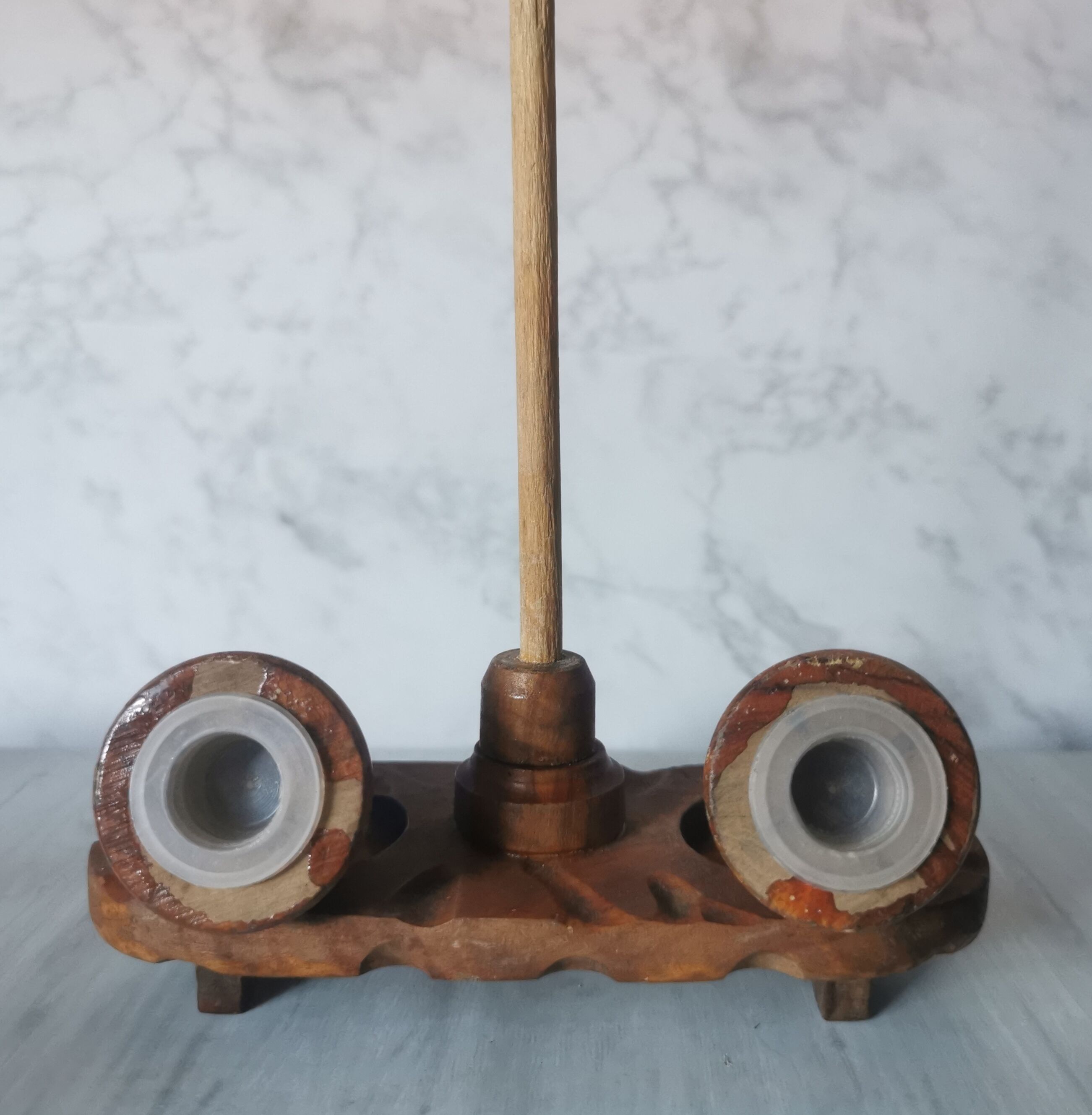 Carved wood shells salt and pepper shaker