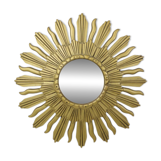 Vintage Sun Mirror Sunburst Mirror Convex Gold Resin 48cm