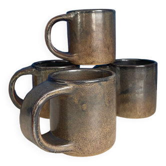 Set of 4 mug in stoneware art ceram grand feu