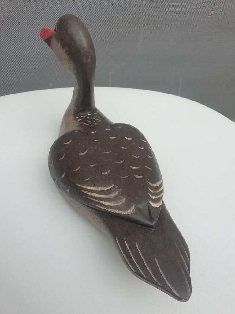 Canard à bec rouge bois peint