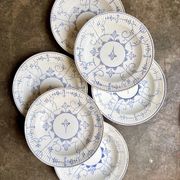 6 deep plates Boch La Louvière in blue glazed earthenware, "Copenhagen" service - 1920s-30s