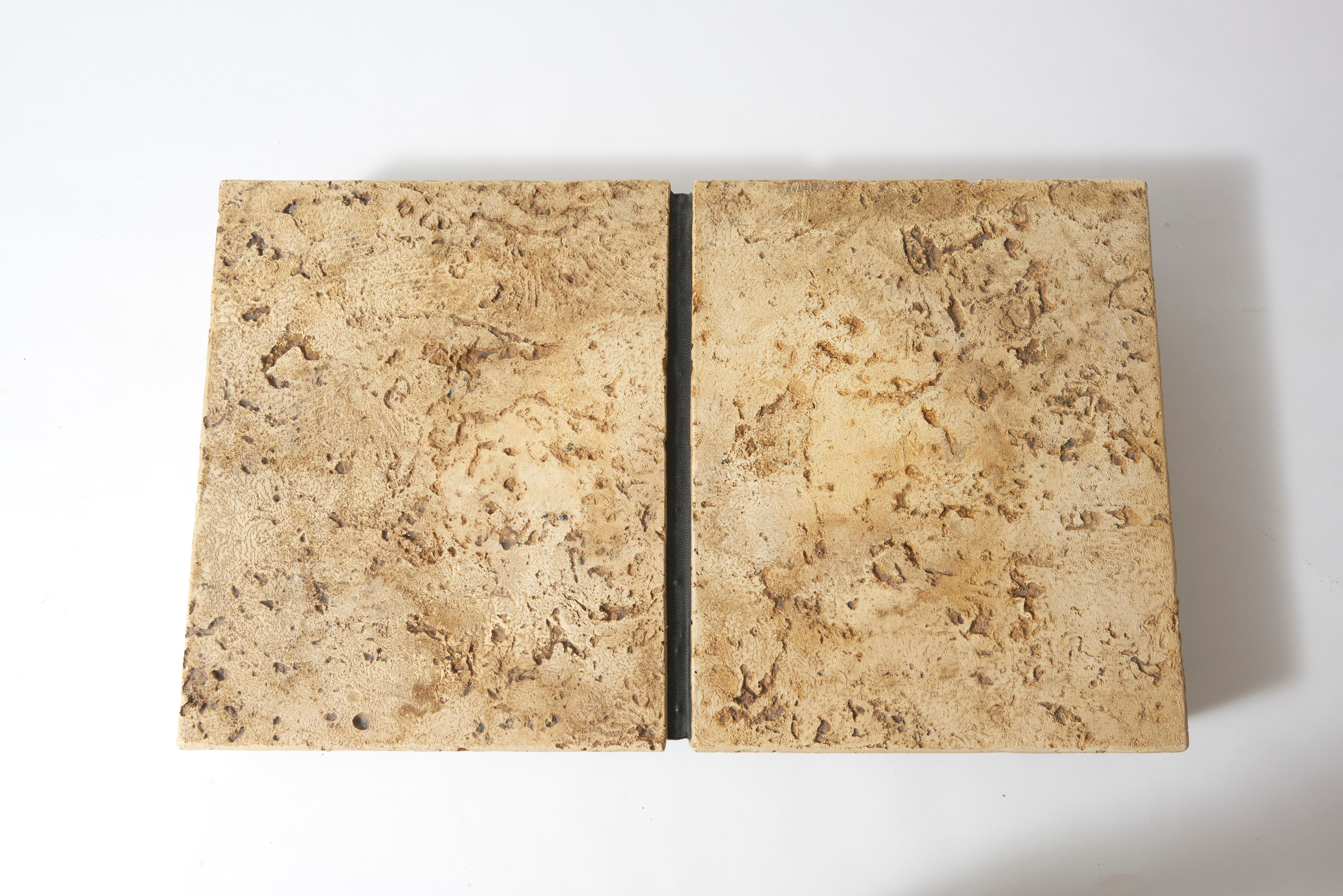 Panther coffee table on stone base and glass tablet