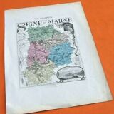 France Seine et Marne Ancient Geographical Map drawn up by A. Vuillemin ...