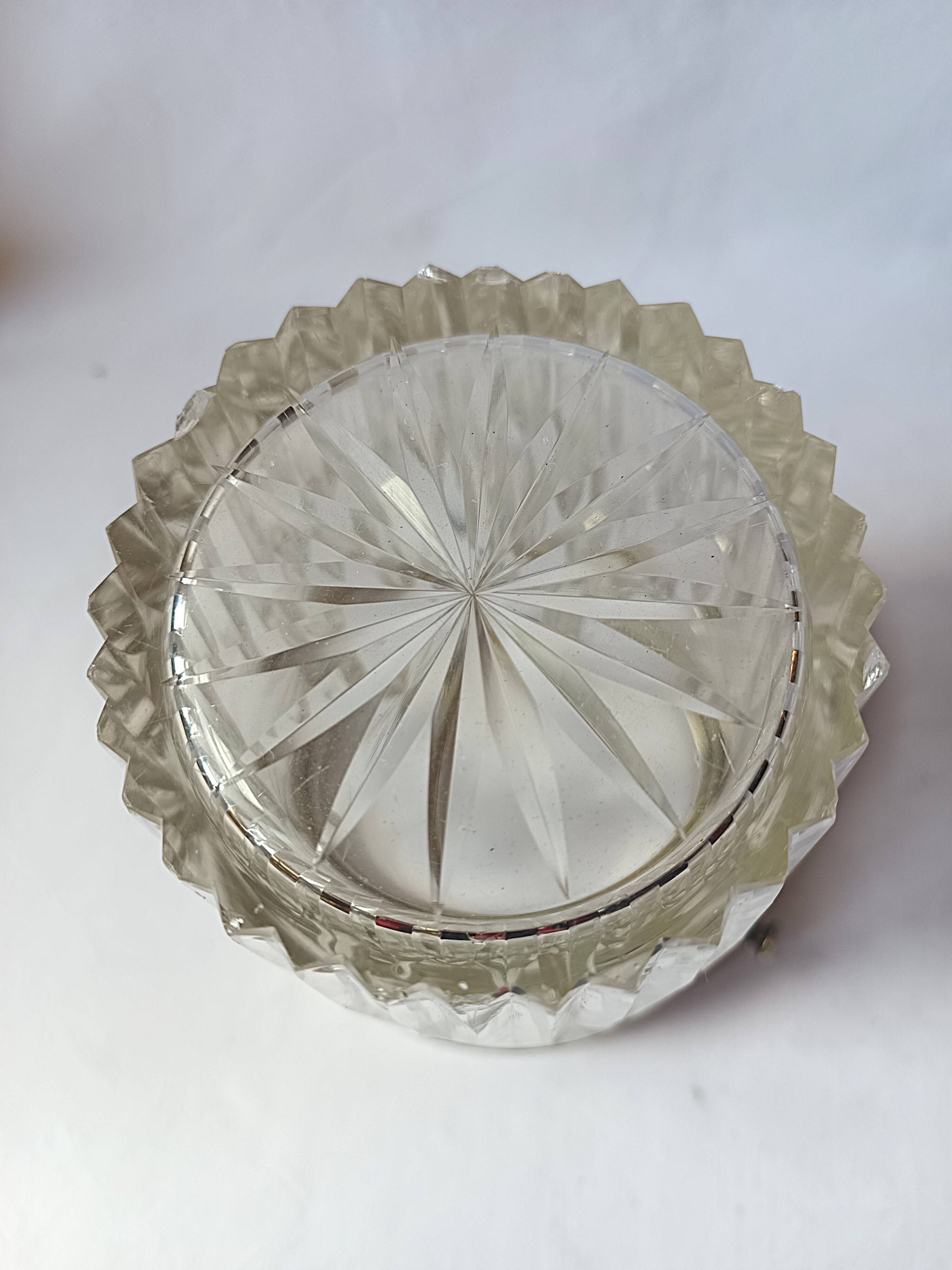 Cut crystal ice bucket, silver-plated metal, marked, cooler service.