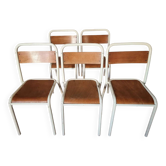 Chaises d'école françaises vintage – sièges de café industriel des années 1960 (ensemble de 5)