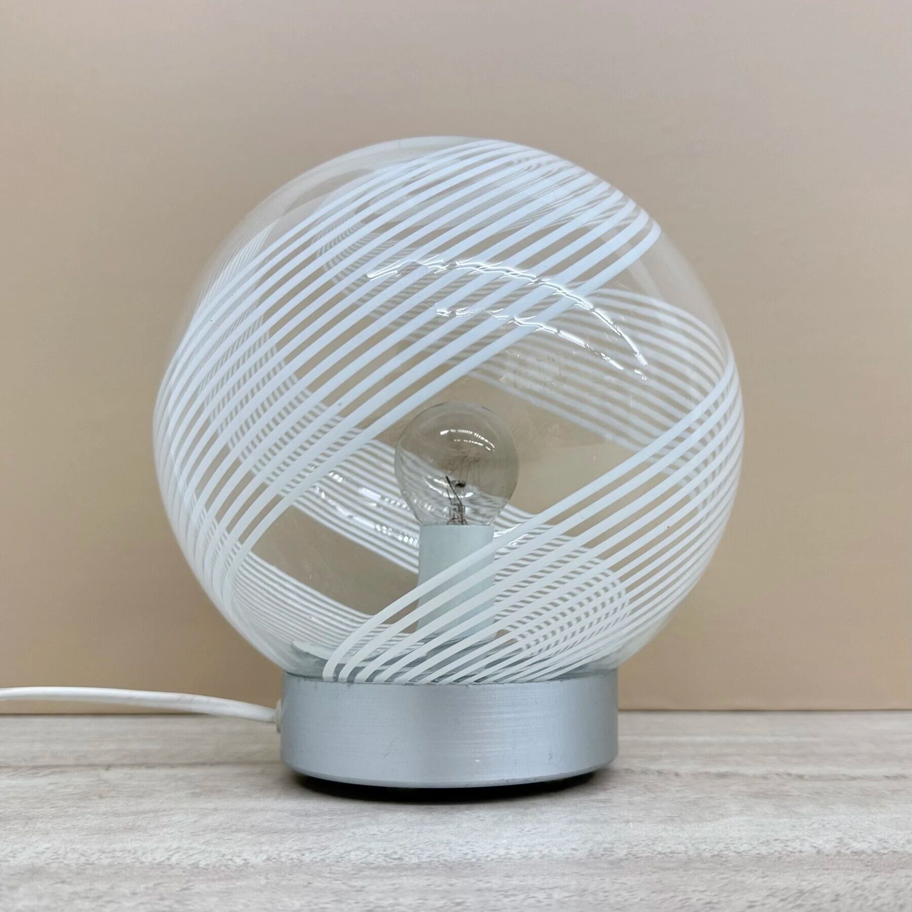 Mid-century design swirl glass table lamp, 1970s Italy