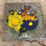 Matching biscuit earthenware dish and tile