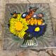 Matching biscuit earthenware dish and tile