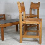 Ensemble de 4 chaises et table basse Maison Regain, France, circa 1970