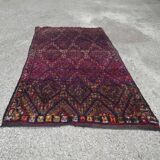 Berber carpet beni ourain wool with purple background patterns diamonds, circa 1950 177x284 cm