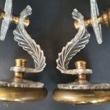 Paire d'appliques vintage en verre sablé et doré