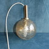 Suspension ball cracked glass tinted gold and brass 1970 diameter 15 cms