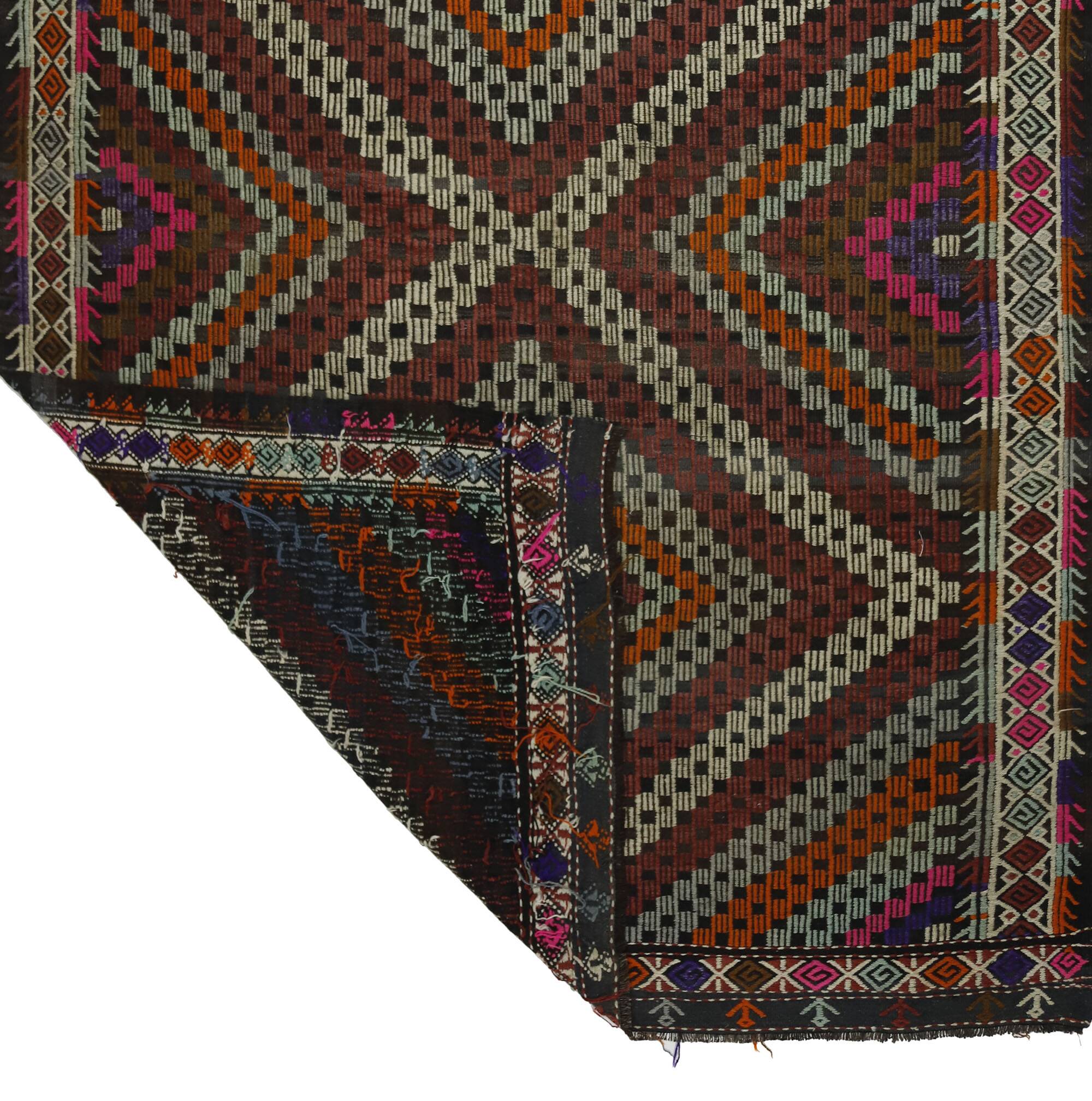 Grand kilim vintage d'Usak, 293 x 198 cm, laine 100 %, tissé à la main – un