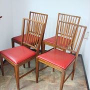Ensemble de 4 chaises Moder, années 1960 – chêne et éco-cuir, vintage