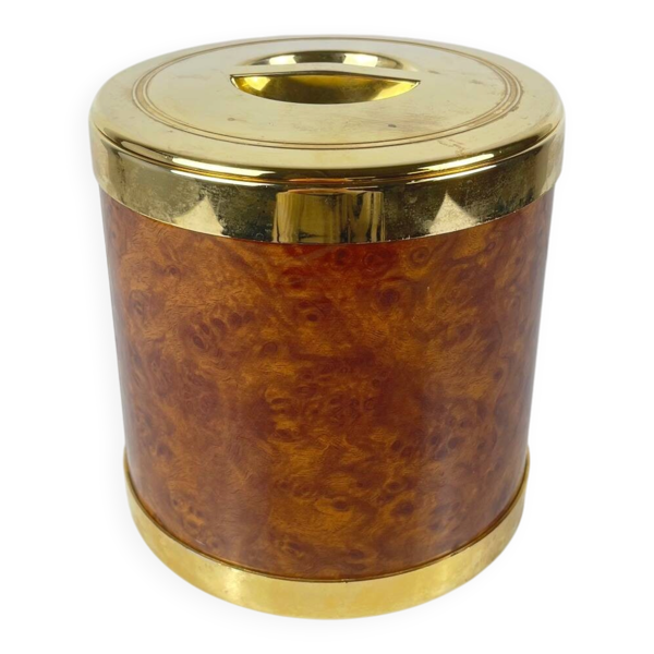 Seau à glaçons vintage en effet loupe – couvercle doré, 1970
