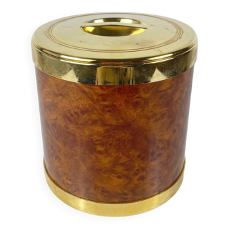 Vintage ice bucket with a magnifying effect – golden lid, 1970.