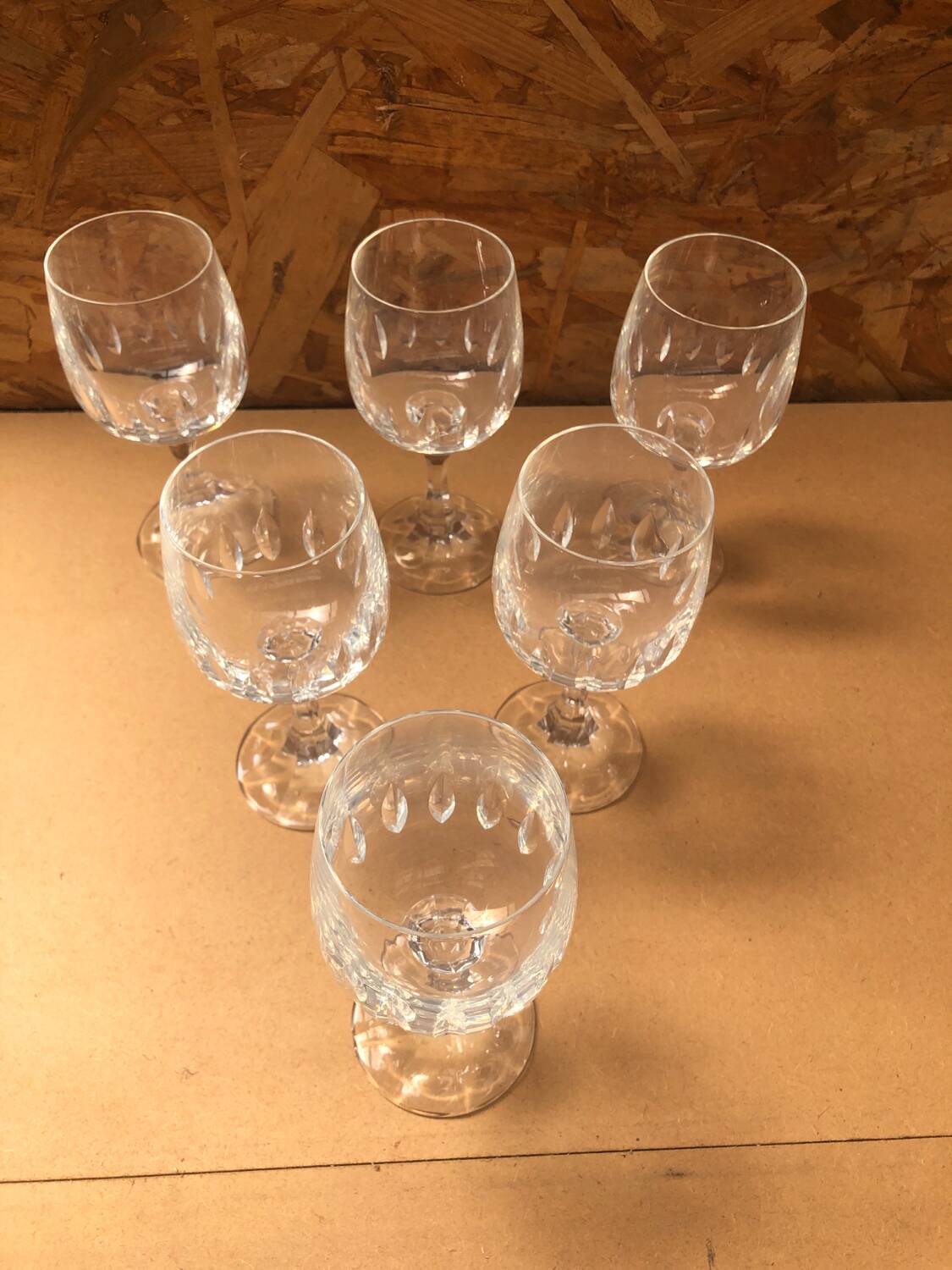 Set of 6 Cristal D'Arques Longchamp Vin France Vintage Stemmed Glasses