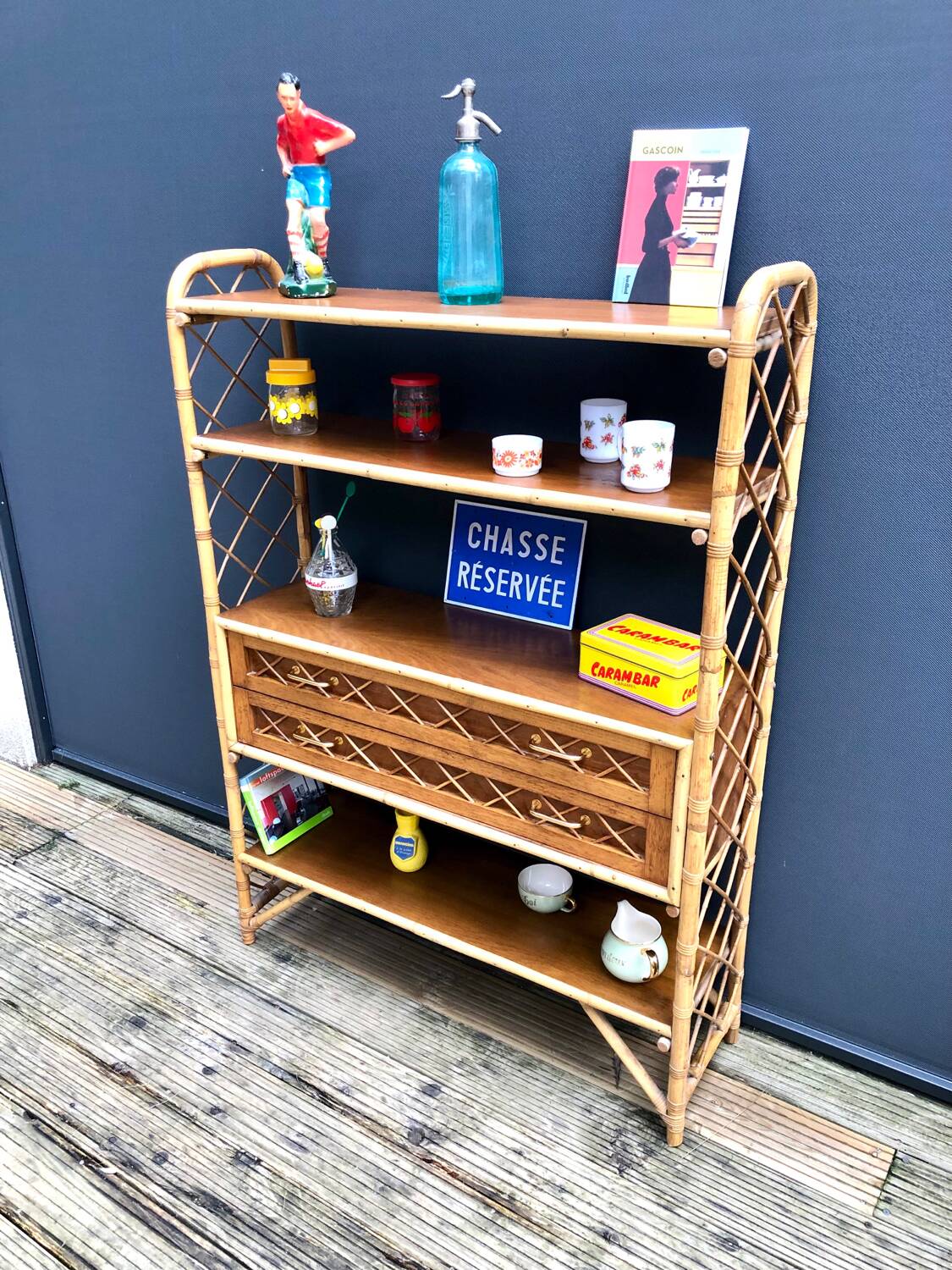 Rattan bookcase shelf