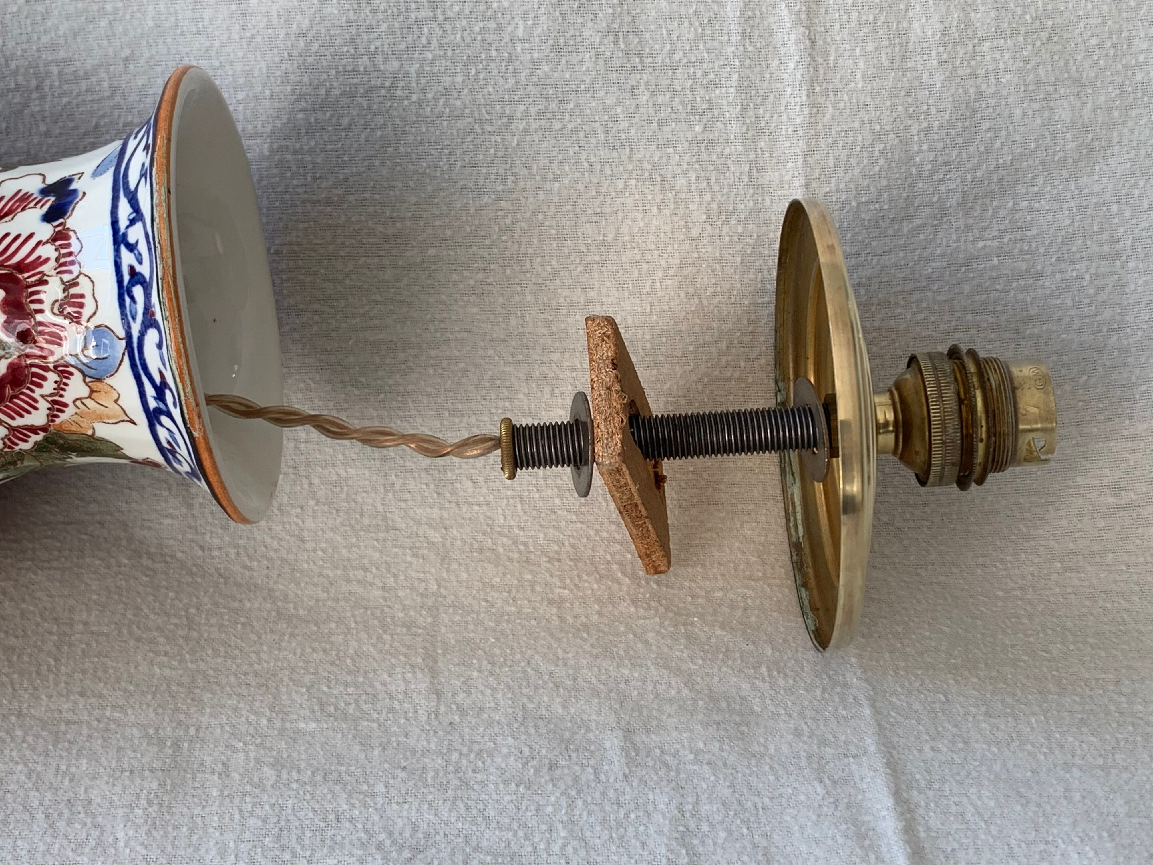 Gien Peonies 1960 multicoloured and floral lamp foot