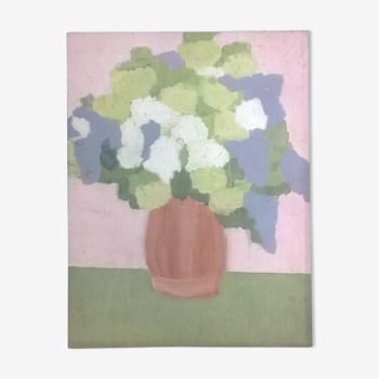 Painting "bouquet green and white" vintage