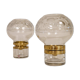 Pair of solid clear crystal candlesticks in modern Scandinavian style Orrefors Sweden