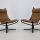 Sigurd Ressell Pair of Falcon Chairs Leather by Vatne Møbler Norway