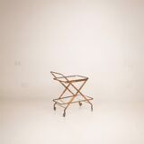 Cesare Lacca Cart in Faux Bamboo and Brass, 1950