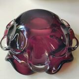 Empty pocket corolla/floral shape, in blown Murano Art glass. Vintage 70s. Purple tones
