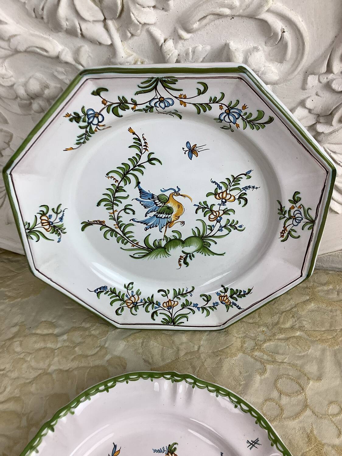 Duo Assiettes anciennes décoratives Moustiers