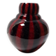 Gros vase boule vintage en verre soufflé décor flammé rouge et bleu nuit