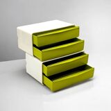 Paire d'éléments muraux avec commodes vert pois, années 1970
