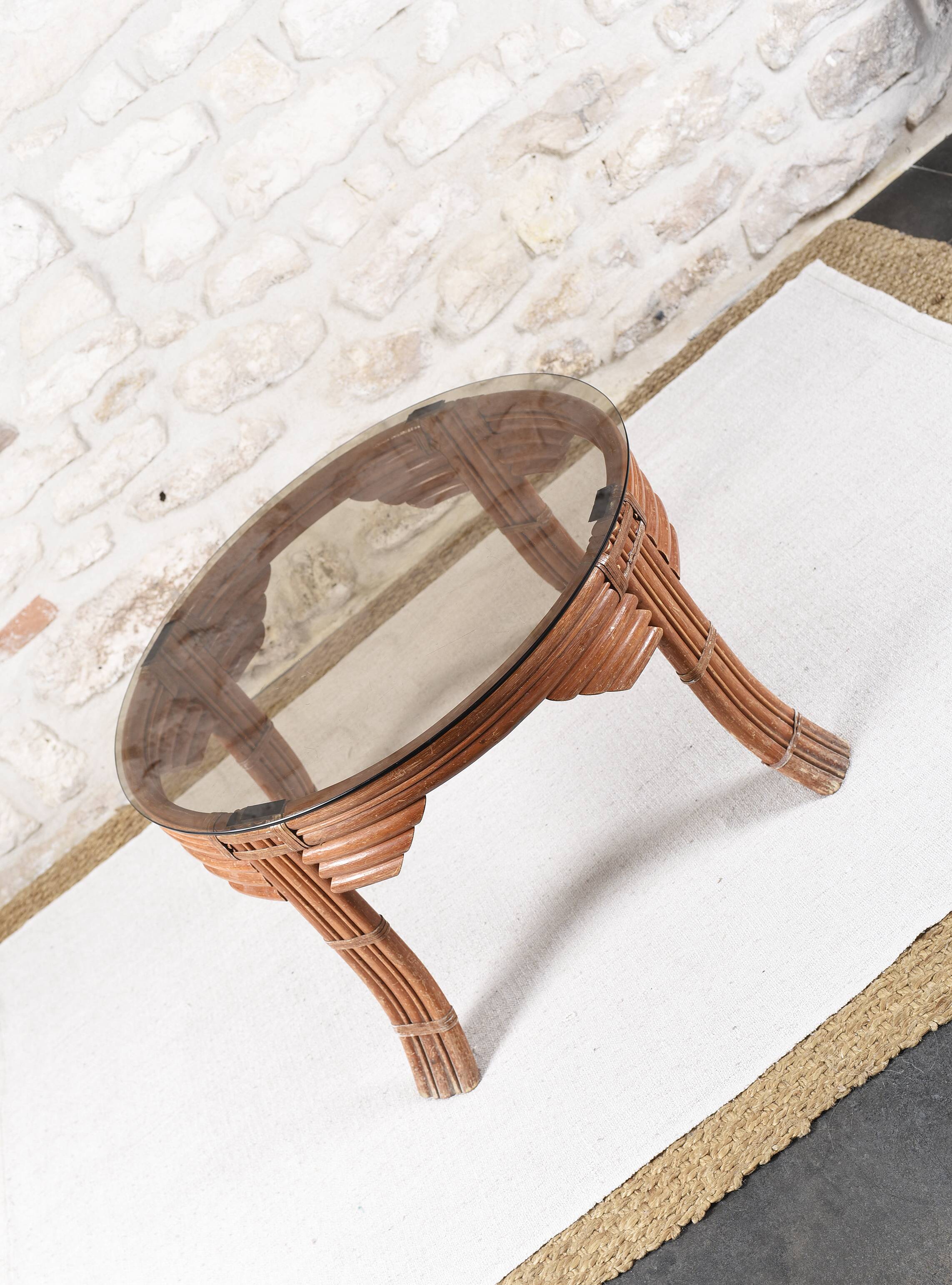 Vintage rattan coffee table