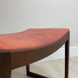 Danish Ottomane in Afromosiea and velvet upholstery, 1960s