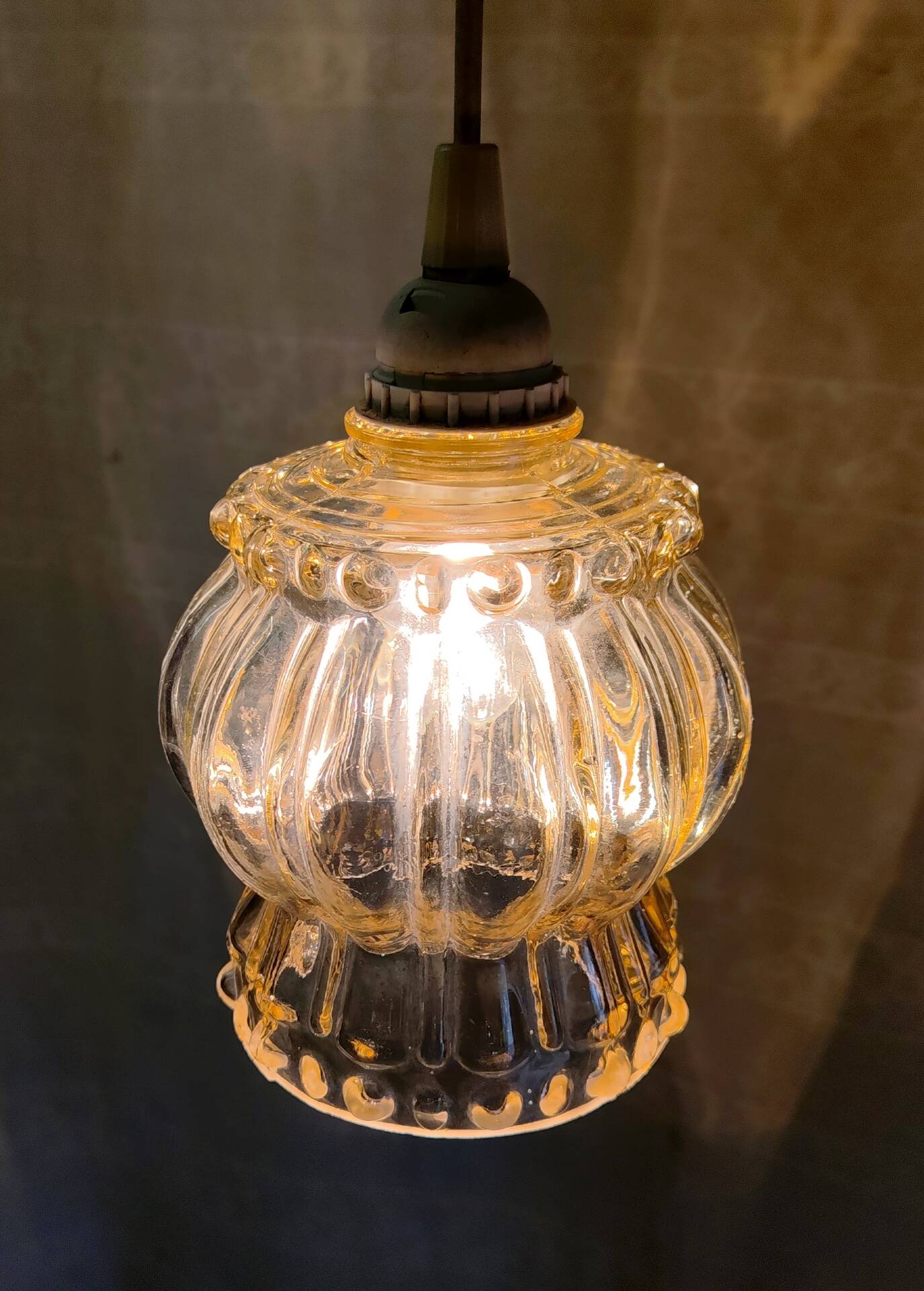 Moulded glass suspension globe - mid 20th century