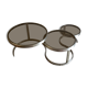 Pull-out tables (x 3) steel and glass smoked - 70s