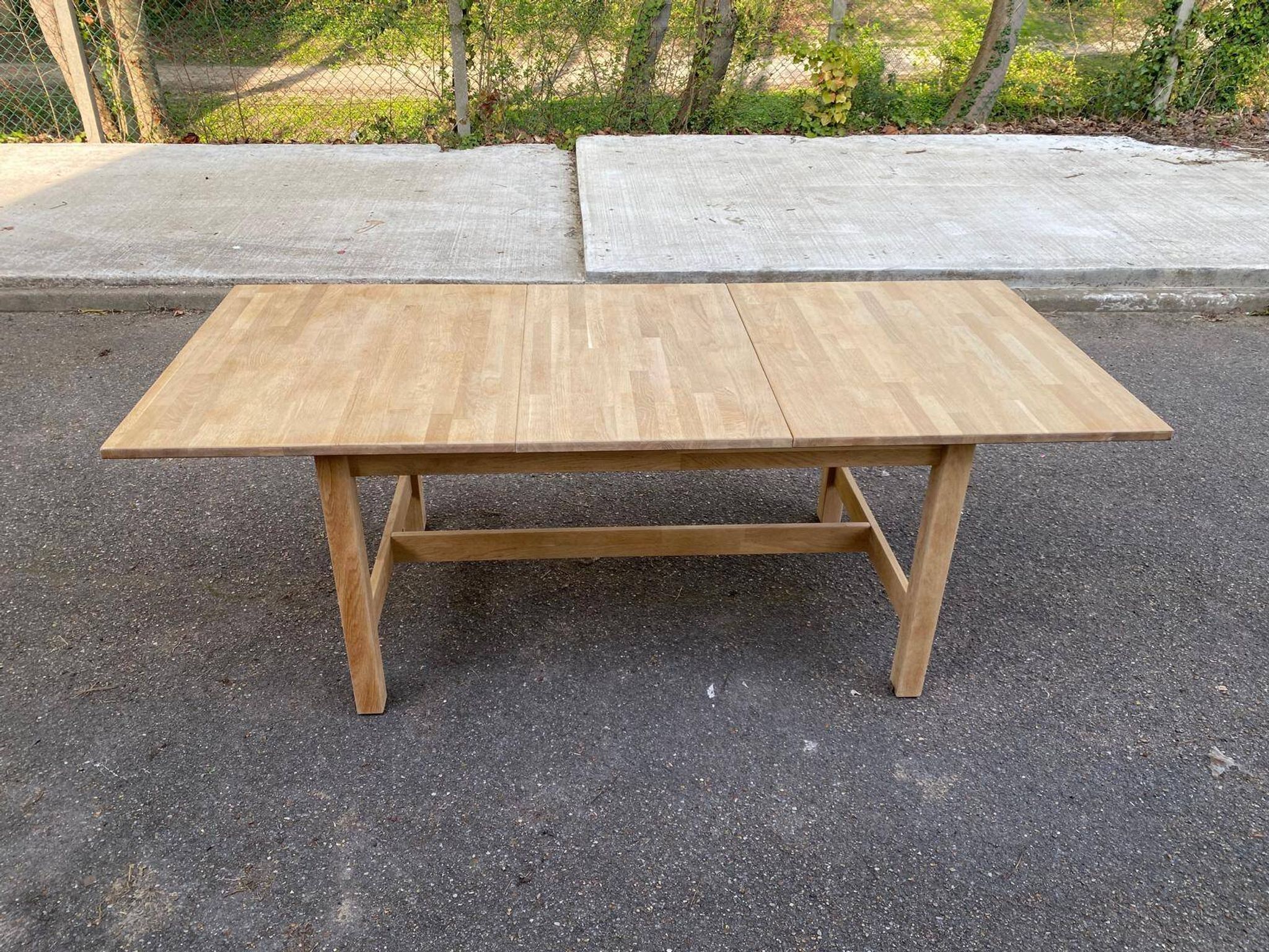Table à manger scandinave rénovée en chêne 145-200cm