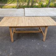 Table à manger scandinave rénovée en chêne 145-200cm