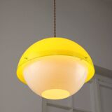 Lampe à Suspension Space-Age en Plexiglas Jaune, années 70