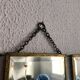 Vintage brass bevelled triptych mirror 1900 - 21 x 49 cm