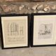 2 architect's plates under glass 1900