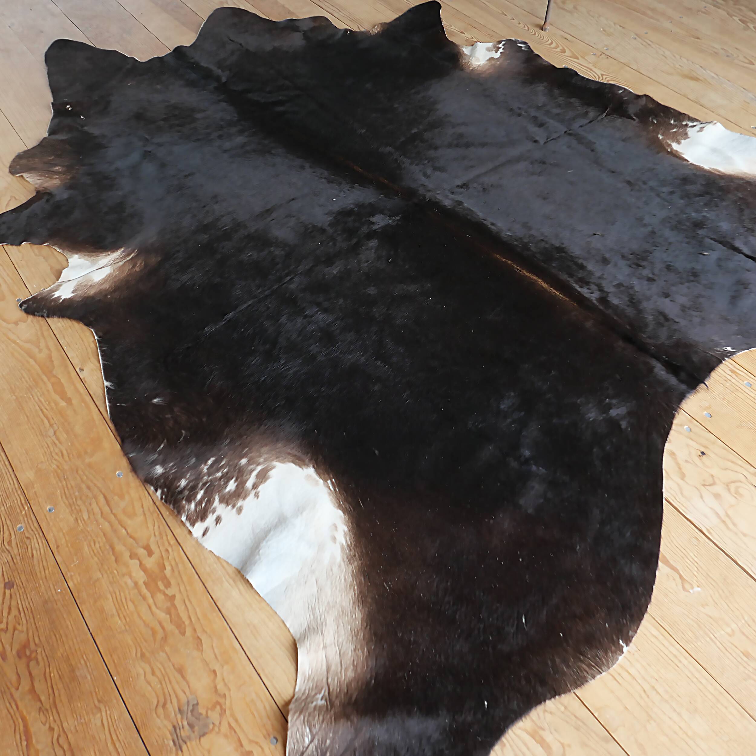 Genuine cowhide living room rug, vintage design, 1970s