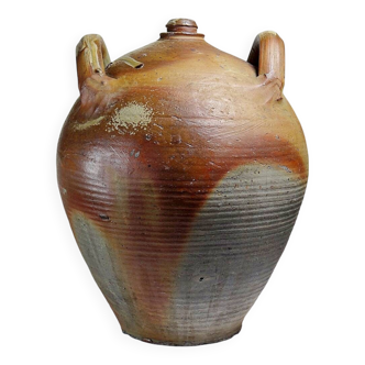XXL stoneware jar, old 19th century, French craftsmanship Puisaye