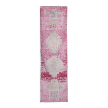 Vintage Turkish rug from Oushak, hand-woven 91x300 cm