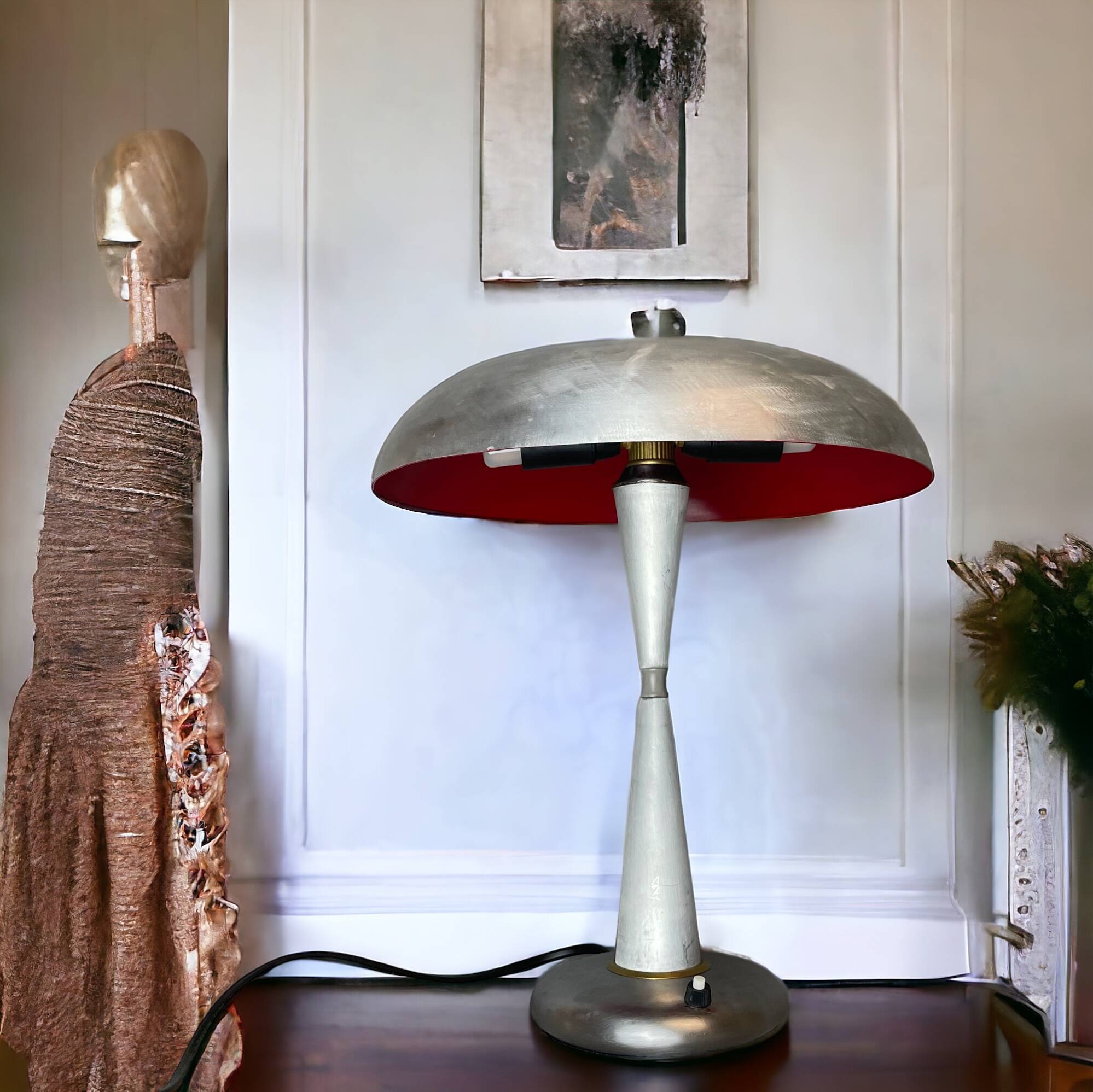 Aluminium mushroom table desk lamp mid century