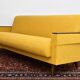 Scandinavian style yellow boucle folding sofa, 1960s