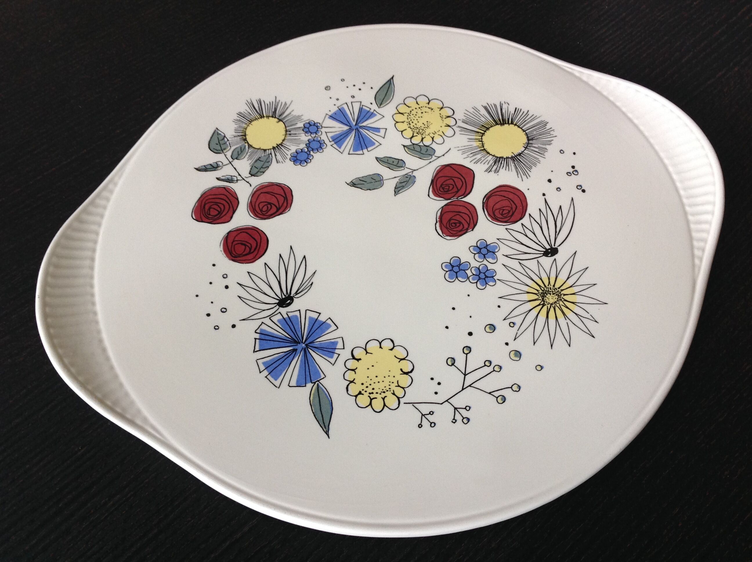 Grunstadt Keramik vintage 60s polychrome pie dish