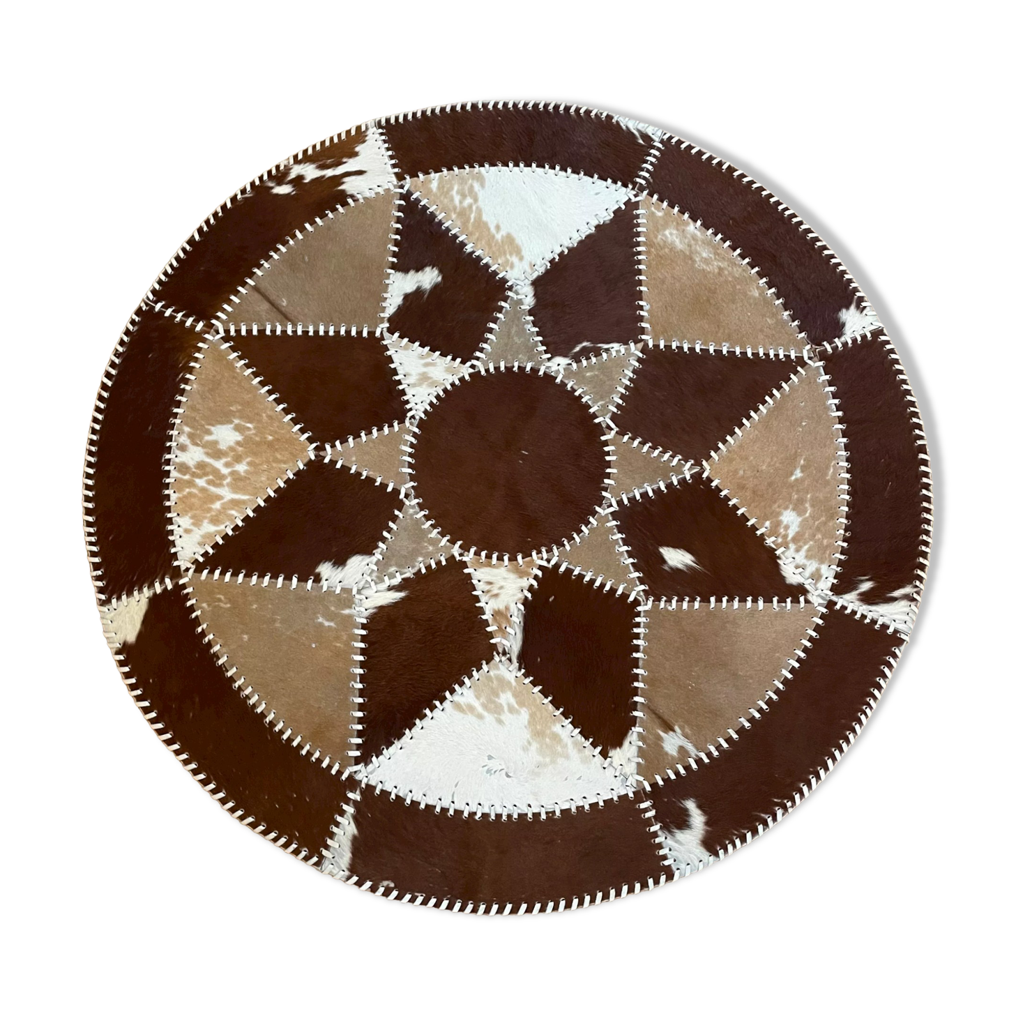Vintage round cowhide rug 70